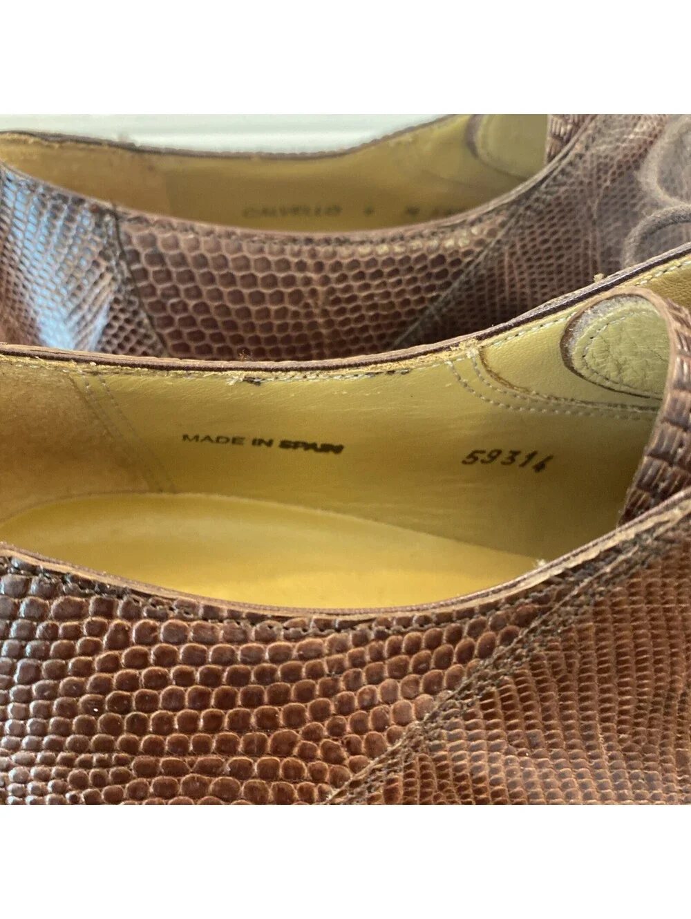 Mezlan Genuine Lizard Luxury Platinum Calvello Brown Men’s Size 9M Made In Spain
